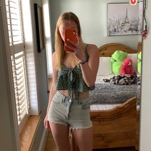 light blue jean shorts